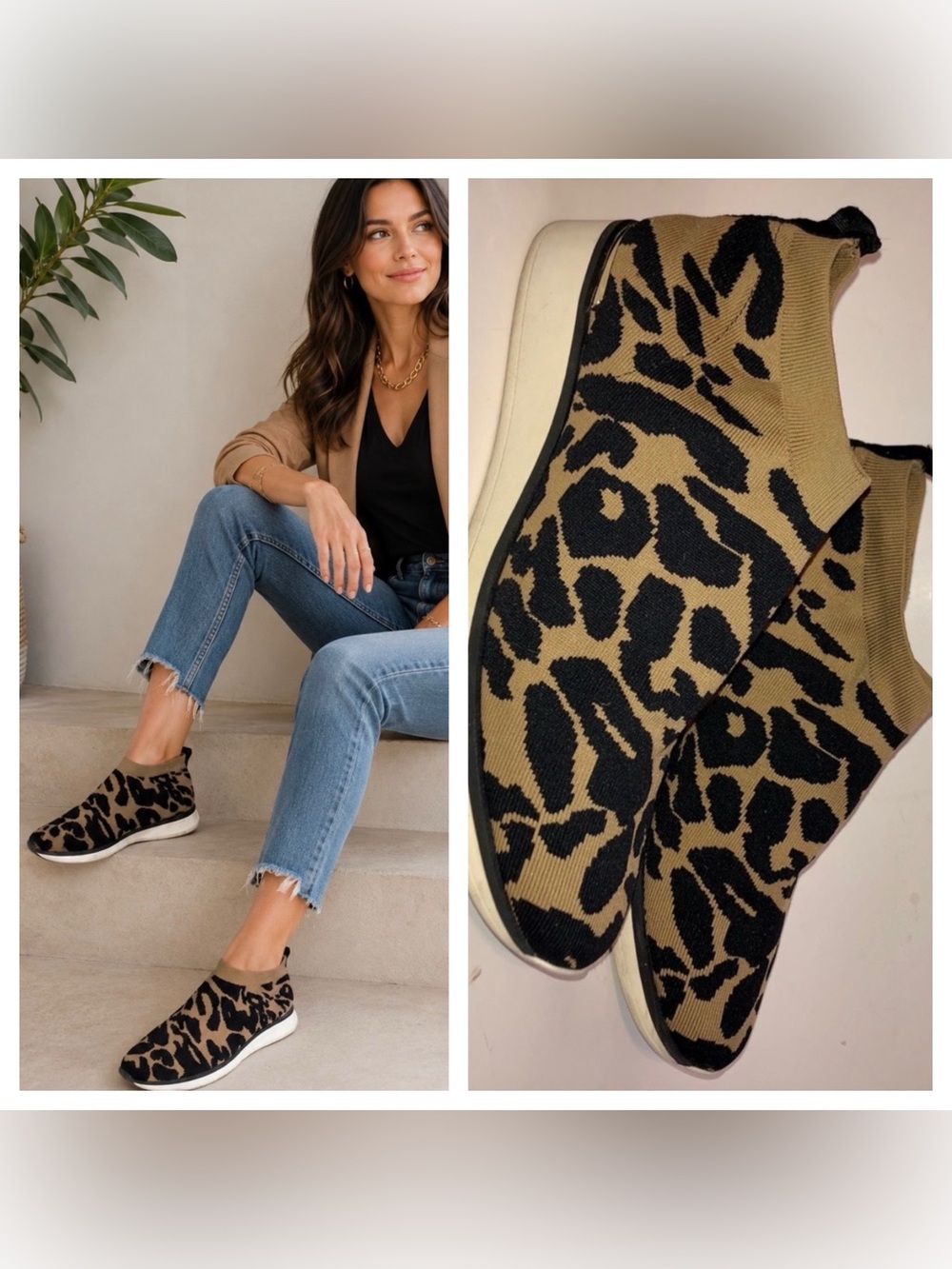 Sz 9 Louise et Cie Leopard Print Lo Breyson Sock Sneaker